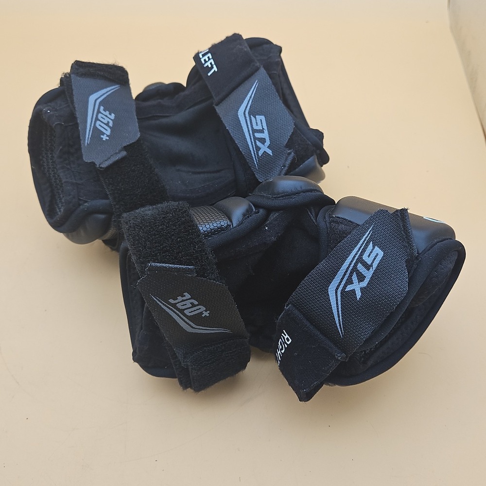 Stallion STX Elbow Pads Lacrosse Black White One Size - Picture 5 of 5